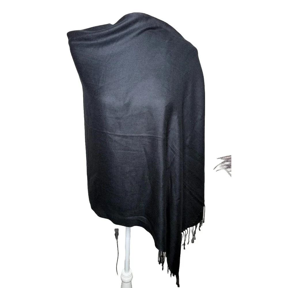 Pashmina Scarf Wrap Shawl Paisley Black Silk Cashmere 66